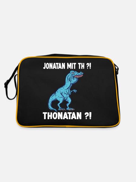 Jonathan T-Rex Dinosaurier Meme Dino Trex Namens - Retro Tasche - Schwarz/Gold - Hinten