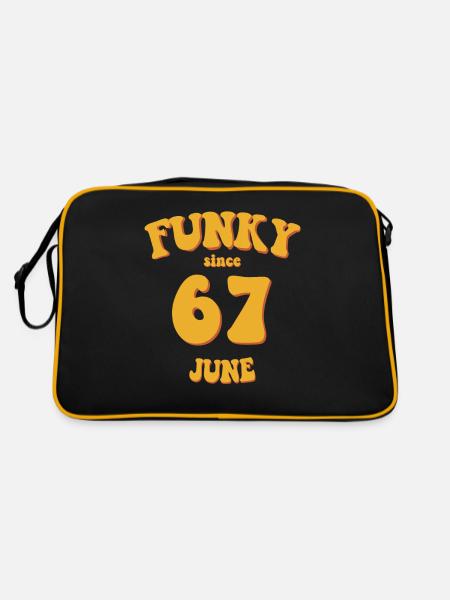 Funky Birthday: June 1967 - Flower Power - Retro Bag - black/gold - Back