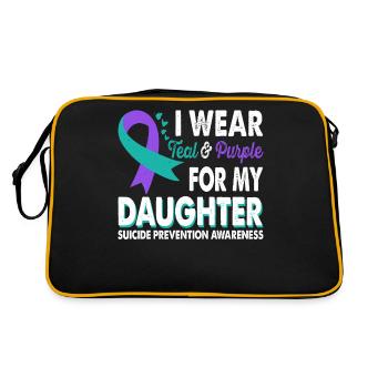 Wear teal & purple for awareness of the - Retro Bag - black/gold - Back