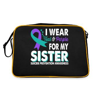 Wear teal & purple for awareness of the - Retro Bag - black/gold - Back