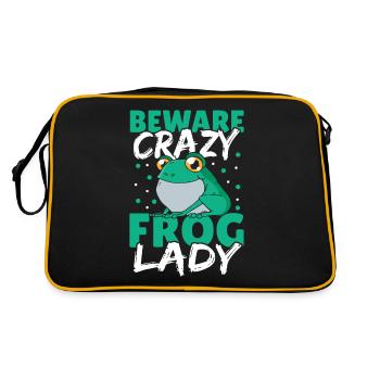Beware Crazy Frog Lady Frog Lover - Retro Bag - black/gold - Back