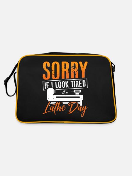 Woodturning Sorry If I Look Tired It's Carpentry - Retro Bag - black/gold - Back