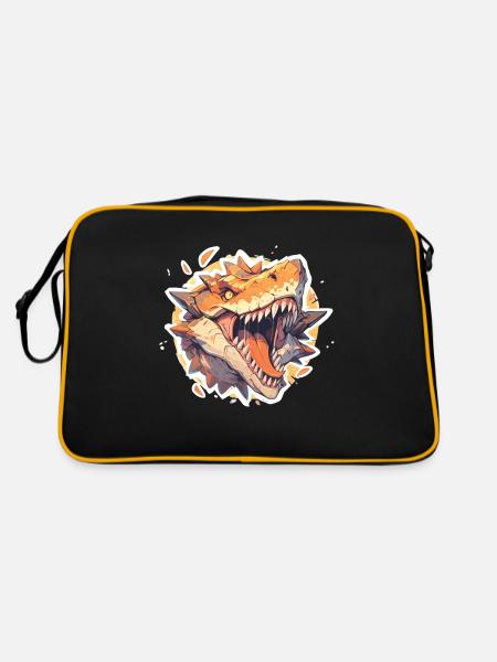 Dinosaur TRex - Retro Bag - black/gold - Back