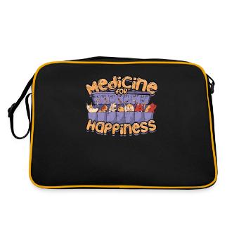 Medicine For Happiness - Cat Kitten - Cat Lovers - Retro Bag - black/gold - Back