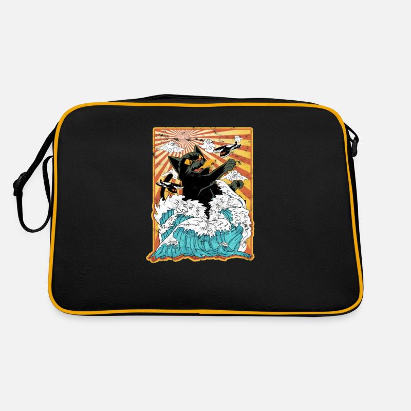 Catzilla Japanese Cat Sunset - Art surréaliste Sac Retro