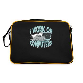 I WORK ON COMPUTERS - Cat and Computers - Tech - Retro Bag - black/gold - Back