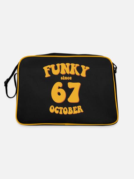 Funky Birthday: October 1967 - Flower Power - Retro Bag - black/gold - Back