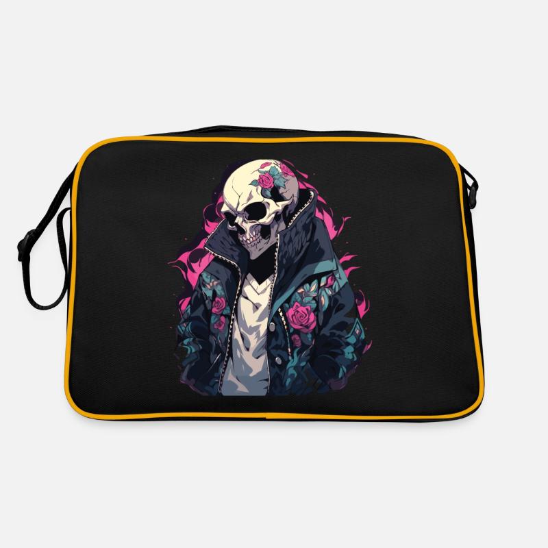 Skull Skull Skulls Skull Skeleton - Retro Bag - black/gold
