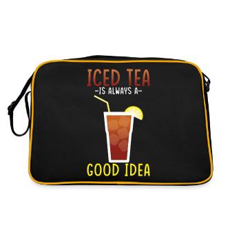 Eistee-getränkedesign Ruhe Bewahren Und Eistee - Retro Tasche - Schwarz/Gold - Hinten