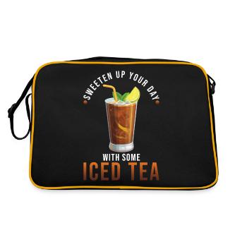 Eistee-getränkedesign Ruhe Bewahren Und Eistee - Retro Tasche - Schwarz/Gold - Hinten