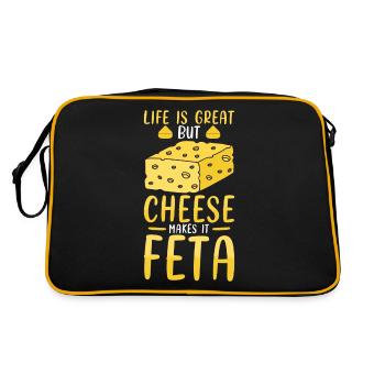 Cheese feta pun - Retro Bag - black/gold - Back