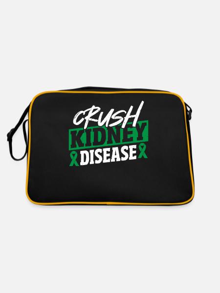 Nierenkrankheit vernichten Grüne Schleife - Retro Tasche - Schwarz/Gold - Hinten