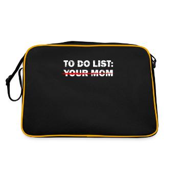 TO-DO-LISTE: DEINE MUTTER - Beleidigender Humor - Retro Tasche - Schwarz/Gold - Hinten