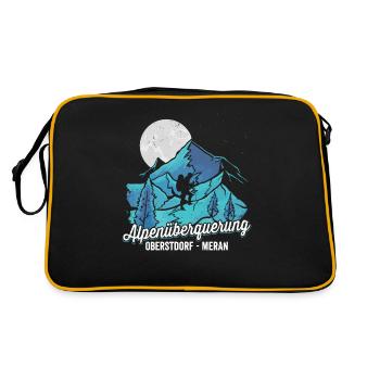 Alpenüberquerung Oberstdorf Meran Pilgerweg - Retro Tasche - Schwarz/Gold - Hinten