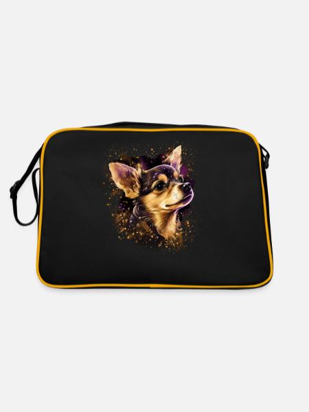 Chihuahua - Cute and beautiful coloured Dog Love - Retro Bag - black/gold - Back
