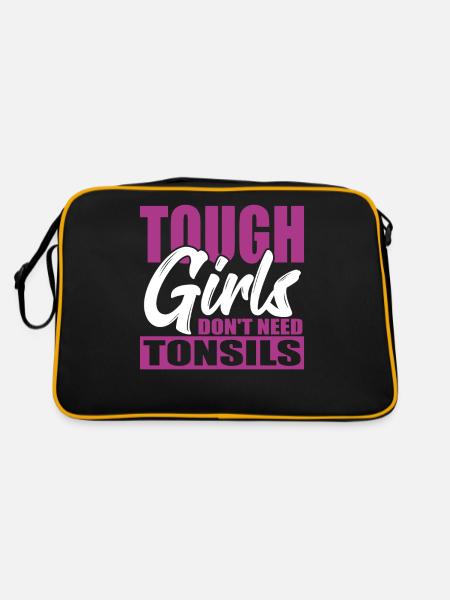 Tonsillitis Survivor Tough Girls Don't Need - Retro Bag - black/gold - Back