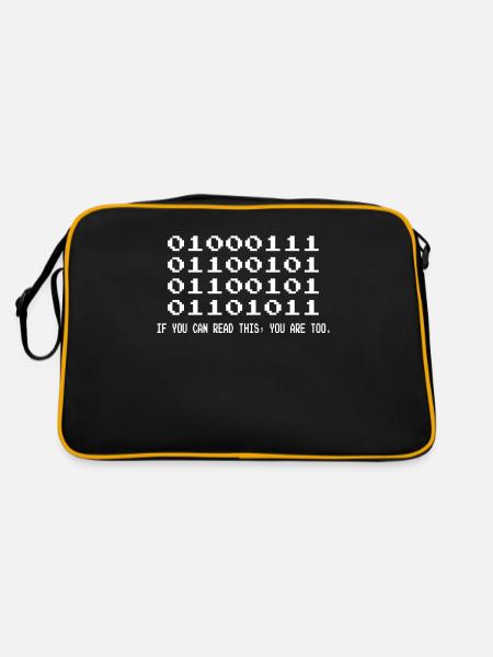 Lustig Lol Nerd IT Informatiker - Retro Tasche - Schwarz/Gold - Hinten