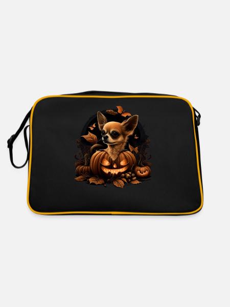 Chihuahua Costume d'Halloween - Citrouille - Sac Retro - noir/or - Dos