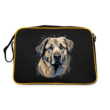 Kangal Hundehunderasse Gesicht - Retro Tasche - Schwarz/Gold - Hinten