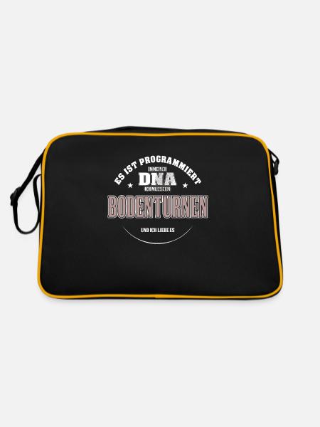 Es ist in meiner DNA ich muss zum BODENTURNEN - Retro Tasche - Schwarz/Gold - Hinten