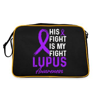 Lupus Awareness Monat - Retro Tasche - Schwarz/Gold - Hinten
