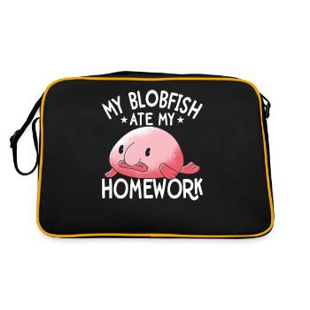 Blobfish Aß Meine Hausaufgaben Blobfishes Besitzer - Retro Tasche - Schwarz/Gold - Hinten