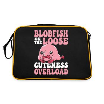 Blobfish Besitzer Niedlichkeit Überladung - Retro Tasche - Schwarz/Gold - Hinten