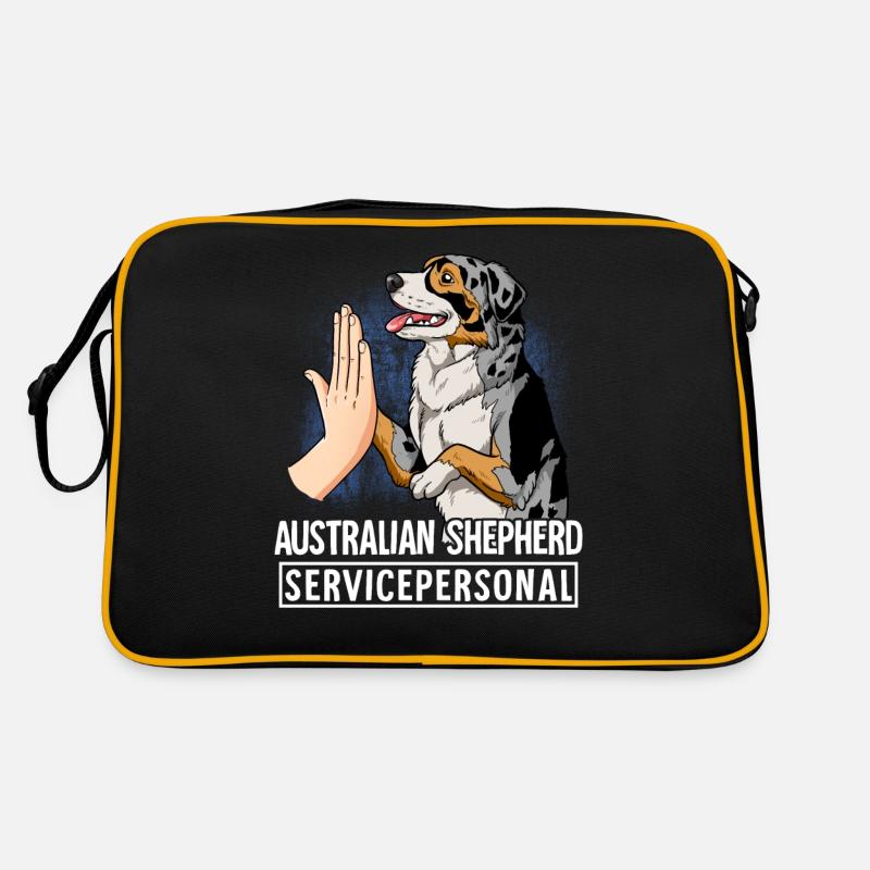 Australian Shepherd - Retro Tasche - Schwarz/Gold