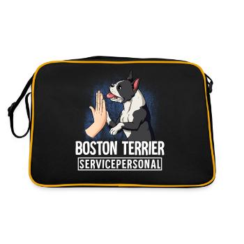 Boston Terrier - Retro Tasche - Schwarz/Gold - Hinten