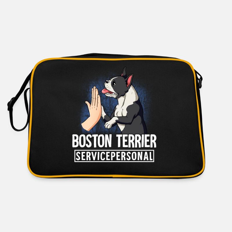 Boston Terrier - Retro Tasche - Schwarz/Gold