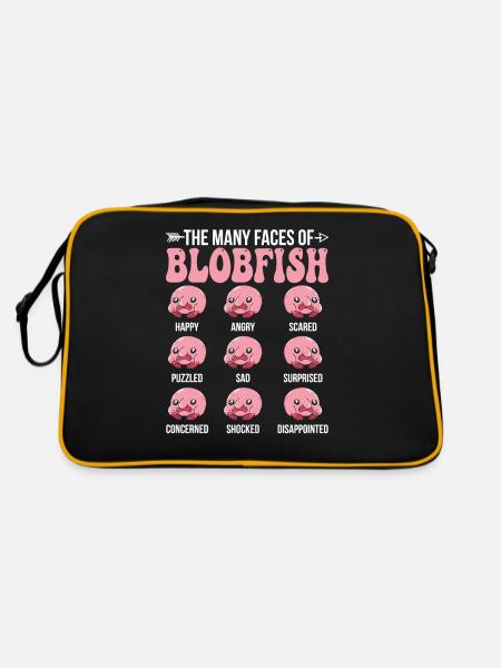 Viele Gesichter Von Blobfish-besitzern Blobfishes - Retro Tasche - Schwarz/Gold - Hinten