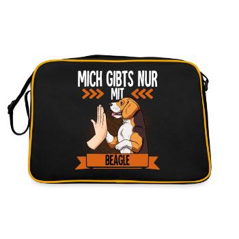Mich Gibts Nur Mit Beagle - Retro Tasche - Schwarz/Gold - Hinten