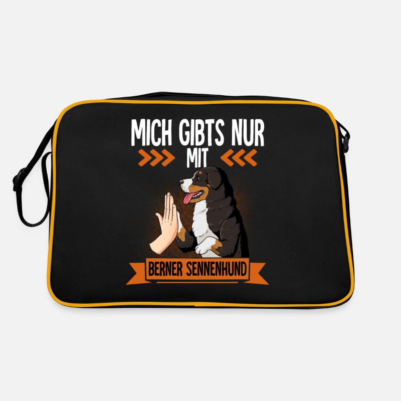 Mich Gibts Nur Mit Berner Sennenhund - Retro Tasche - Schwarz/Gold