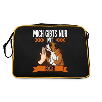 Mich Gibts Nur Mit Boxer - Retro Tasche - Schwarz/Gold - Hinten