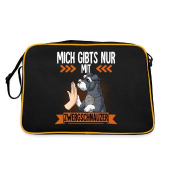 Mich Gibts Nur Mit Zwergschnauzer - Retro Tasche - Schwarz/Gold - Hinten