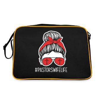 Pfarrer Pastor Ehefrau Leben - Retro Tasche - Schwarz/Gold - Hinten