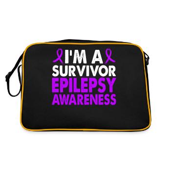 Survivor Epilepsy Awareness Month Lila Band - Retro Tasche - Schwarz/Gold - Hinten