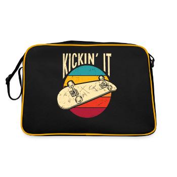 Skateboard Skating Skateboarder Idée cadeau - Sac Retro - noir/or - Dos
