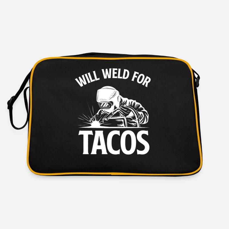 Schweißer Schweißen Taco Tacos - Retro Tasche - Schwarz/Gold