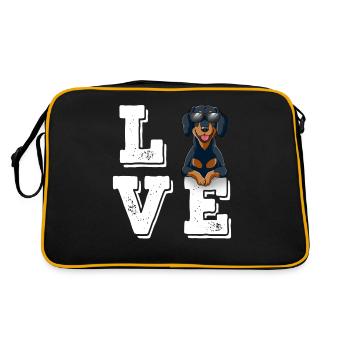 Love Dackel - Retro Tasche - Schwarz/Gold - Hinten