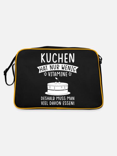 Kuchen Lustig Torten Liebe - Retro Tasche - Schwarz/Gold - Hinten