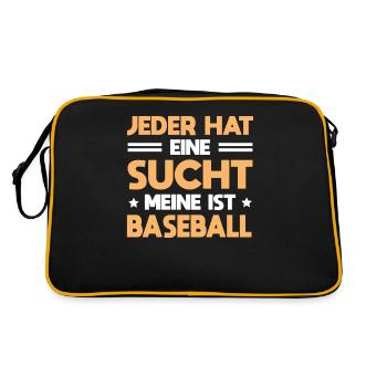 Baseballer Jeder Hat Eine Sucht Meine Ist Baseball - Retro Tasche - Schwarz/Gold - Hinten
