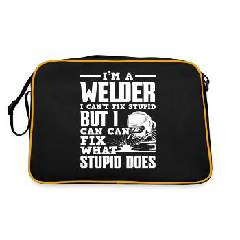 Ich bin Ein Schweißer Schweißen - Retro Tasche - Schwarz/Gold - Hinten