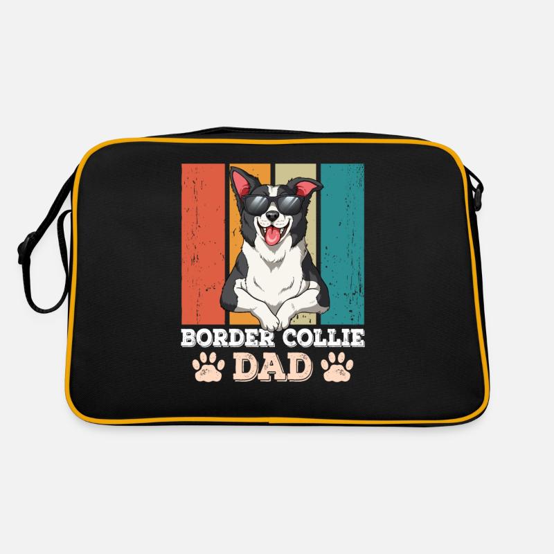 Border Collie Dad Retro Tasche
