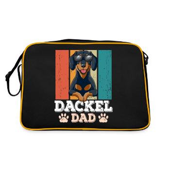 Dackel Dad - Retro Tasche - Schwarz/Gold - Hinten