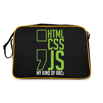web developer gift html css js my kind of - Retro Bag - black/gold - Back