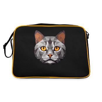 British Shorthair Cat BSH Low Polygon - Retro Bag - black/gold - Back