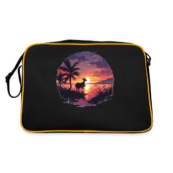 Animaux Chèvres Couchers de soleil Chèvres Amoureux des animaux - Sac Retro - noir/or - Dos