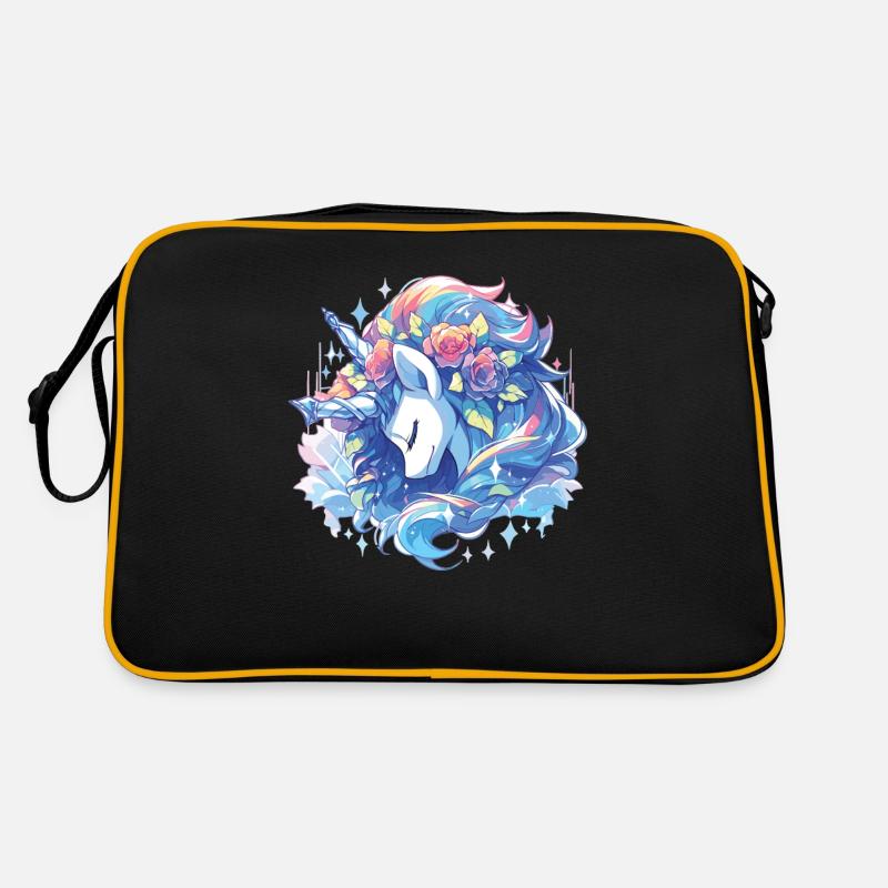 Einhorn Einhörner Einhorn party Unicorns - Retro Tasche - Schwarz/Gold