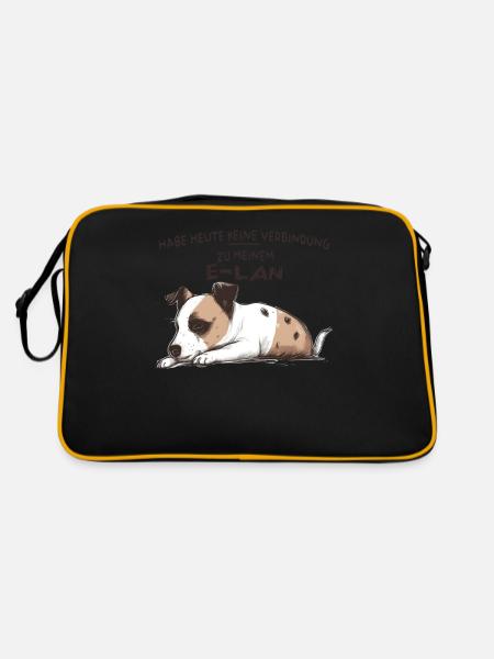 Habe heute keine Verbindung Hund E LAN - Retro Tasche - Schwarz/Gold - Hinten